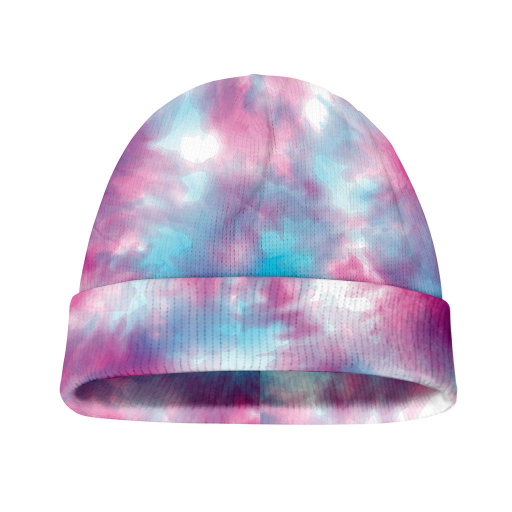 Blue And Purple Shibori Tie Dye Print Beanie