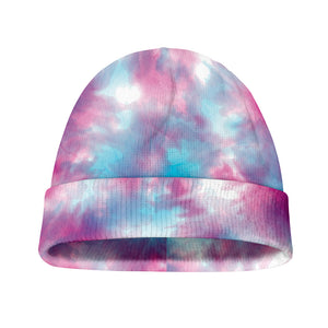 Blue And Purple Shibori Tie Dye Print Beanie