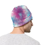 Blue And Purple Shibori Tie Dye Print Beanie