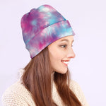 Blue And Purple Shibori Tie Dye Print Beanie