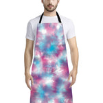 Blue And Purple Shibori Tie Dye Print Bib Apron With Pocket