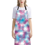 Blue And Purple Shibori Tie Dye Print Bib Apron With Pocket