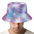 Blue And Purple Shibori Tie Dye Print Bucket Hat