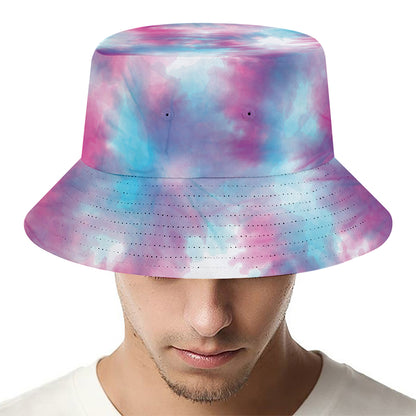 Blue And Purple Shibori Tie Dye Print Bucket Hat