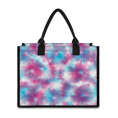 Blue And Purple Shibori Tie Dye Print Canvas Tote Bag