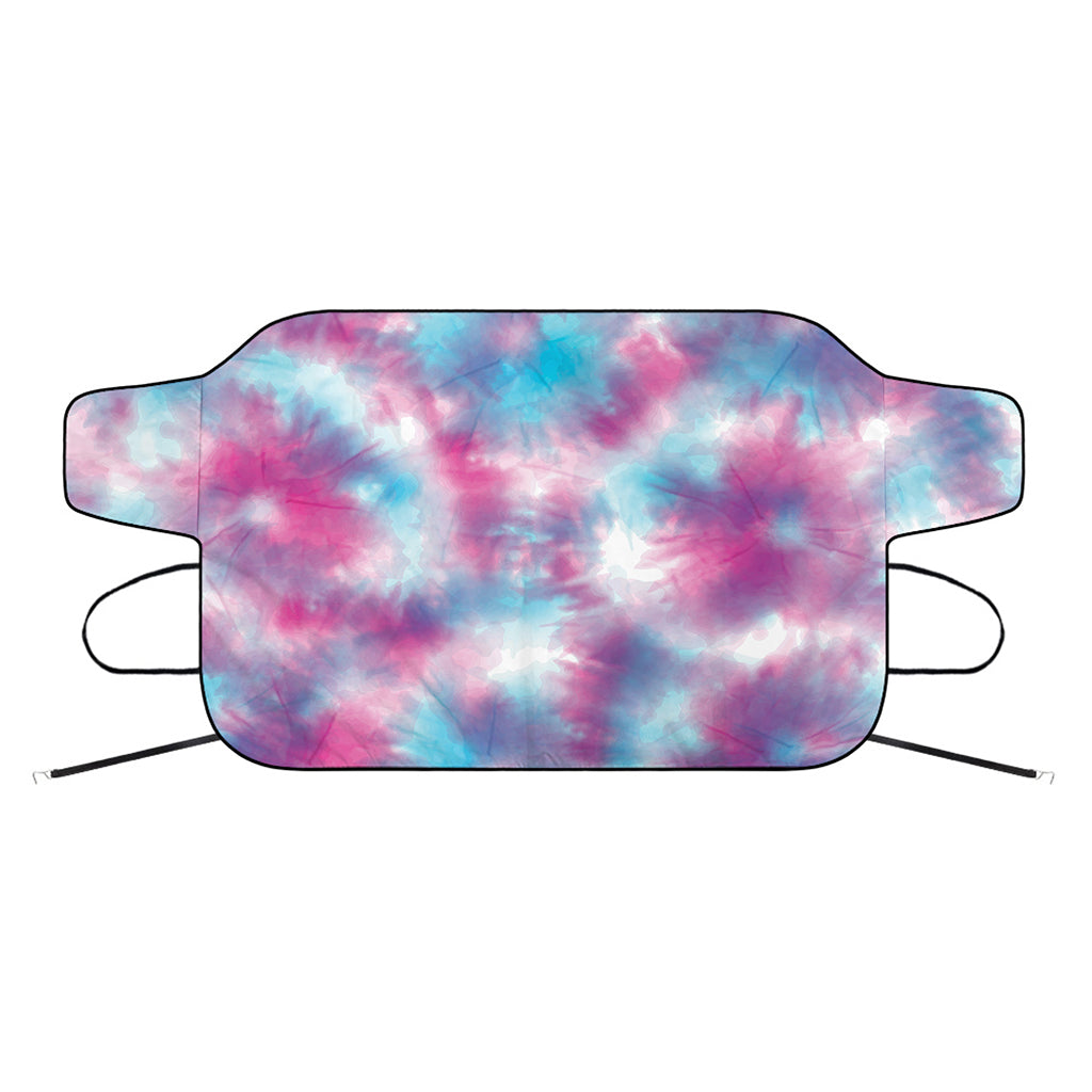 Blue And Purple Shibori Tie Dye Print Car Windshield Snow Cover