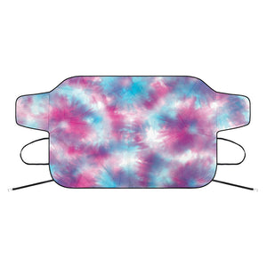 Blue And Purple Shibori Tie Dye Print Car Windshield Snow Cover