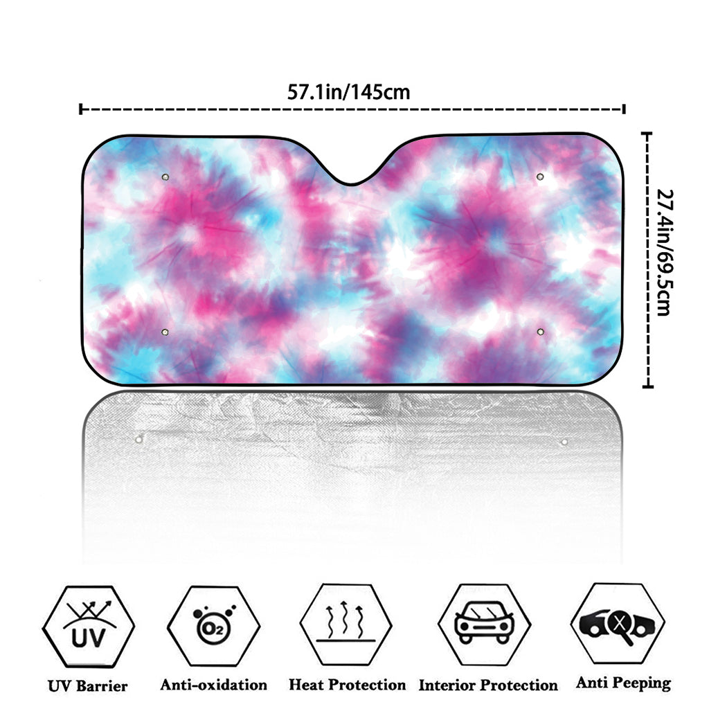 Blue And Purple Shibori Tie Dye Print Car Windshield Sun Shade