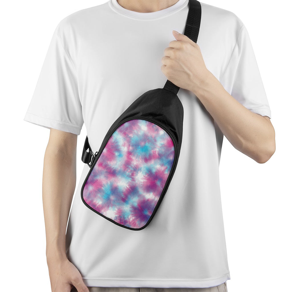 Blue And Purple Shibori Tie Dye Print Chest Bag