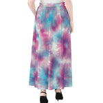 Blue And Purple Shibori Tie Dye Print Chiffon Maxi Skirt