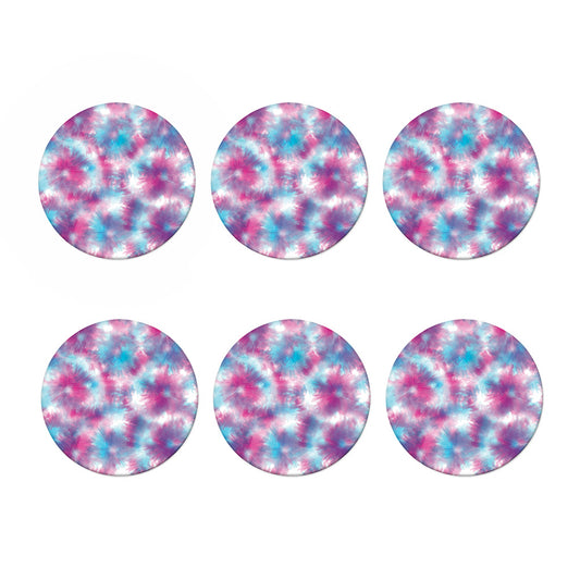 Blue And Purple Shibori Tie Dye Print Coaster Set