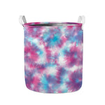 Blue And Purple Shibori Tie Dye Print Collapsible Laundry Basket
