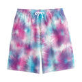 Blue And Purple Shibori Tie Dye Print Cotton Shorts
