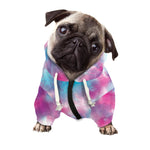 Blue And Purple Shibori Tie Dye Print Dog Zip Up Hoodie