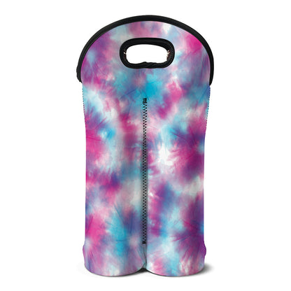 Blue And Purple Shibori Tie Dye Print Double Neoprene Wine Tote