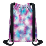 Blue And Purple Shibori Tie Dye Print Drawstring Backpack