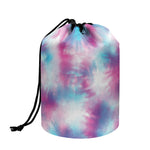 Blue And Purple Shibori Tie Dye Print Drawstring Makeup Bag