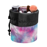 Blue And Purple Shibori Tie Dye Print Drawstring Makeup Bag
