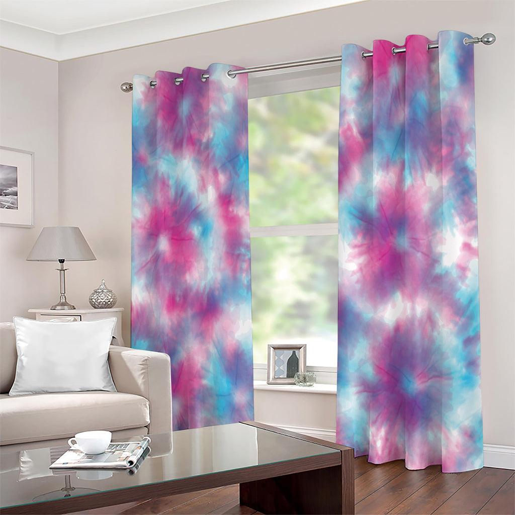 Blue And Purple Shibori Tie Dye Print Extra Wide Grommet Curtains