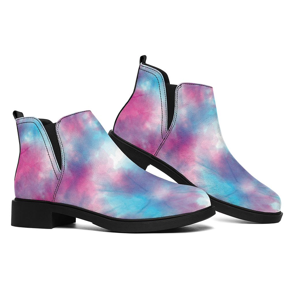 Blue And Purple Shibori Tie Dye Print Flat Ankle Boots