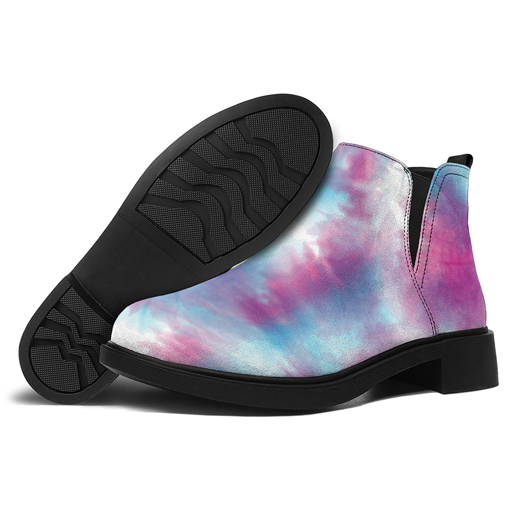 Blue And Purple Shibori Tie Dye Print Flat Ankle Boots