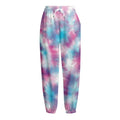 Blue And Purple Shibori Tie Dye Print Fleece Lined Knit Pants