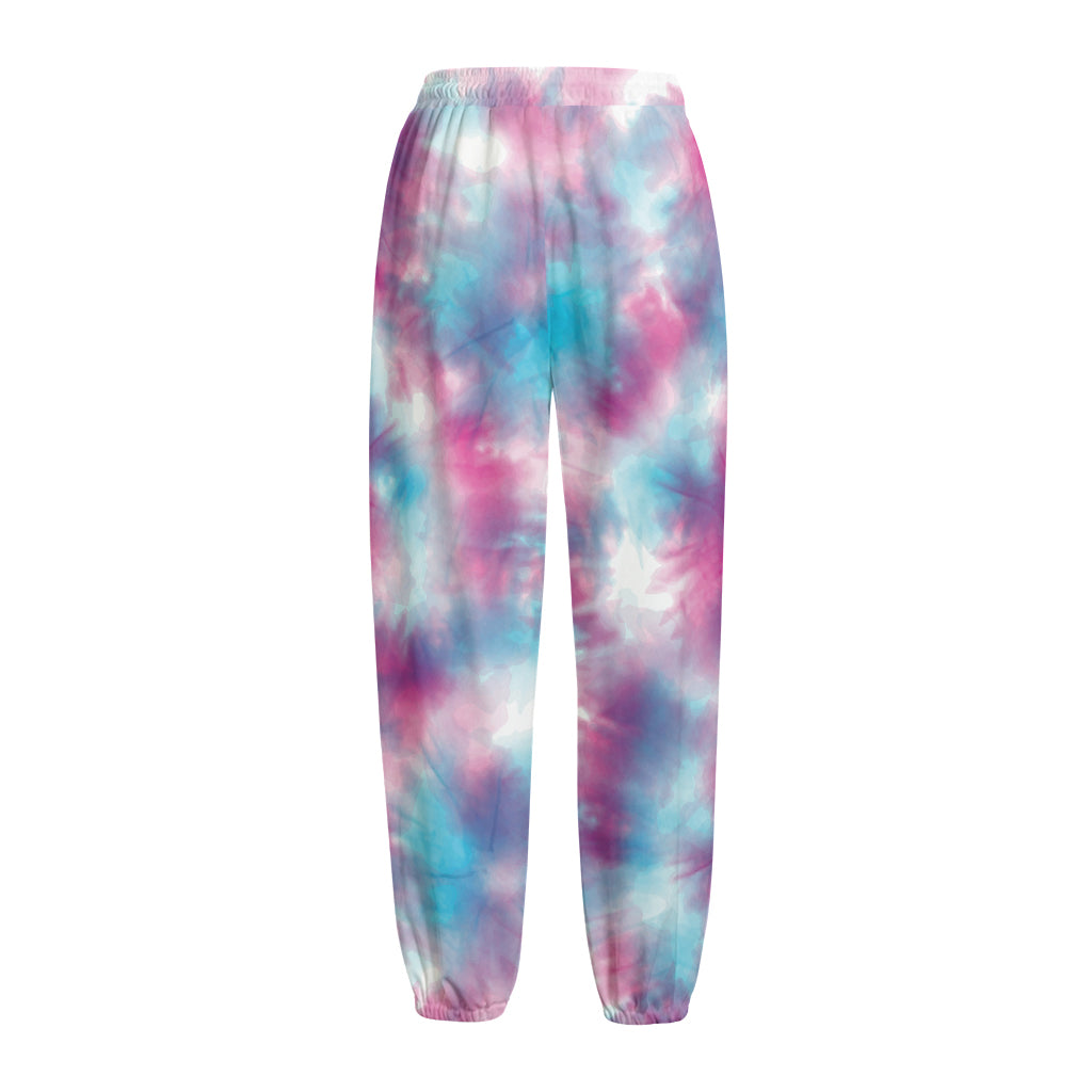 Blue And Purple Shibori Tie Dye Print Fleece Lined Knit Pants
