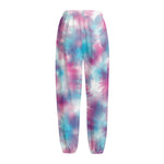 Blue And Purple Shibori Tie Dye Print Fleece Lined Knit Pants