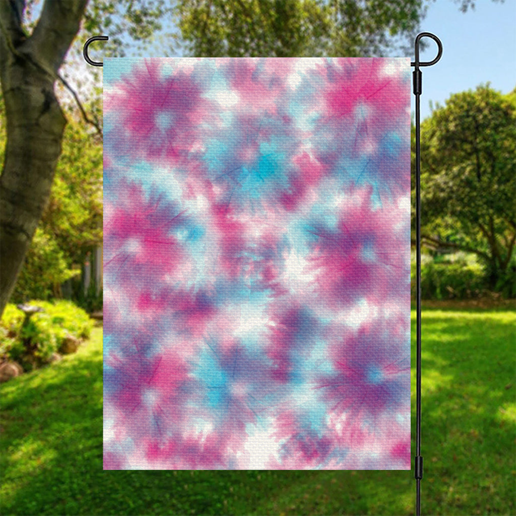 Blue And Purple Shibori Tie Dye Print Garden Flag