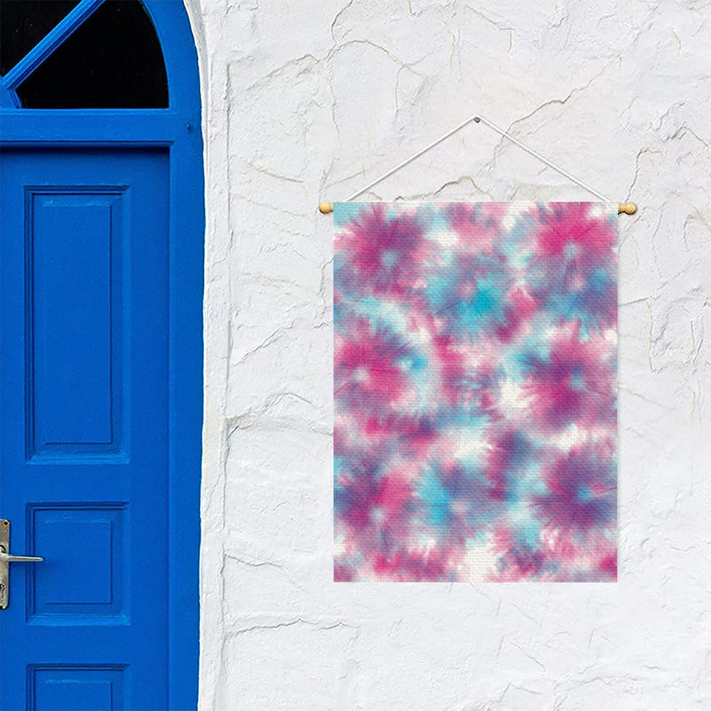 Blue And Purple Shibori Tie Dye Print Garden Flag