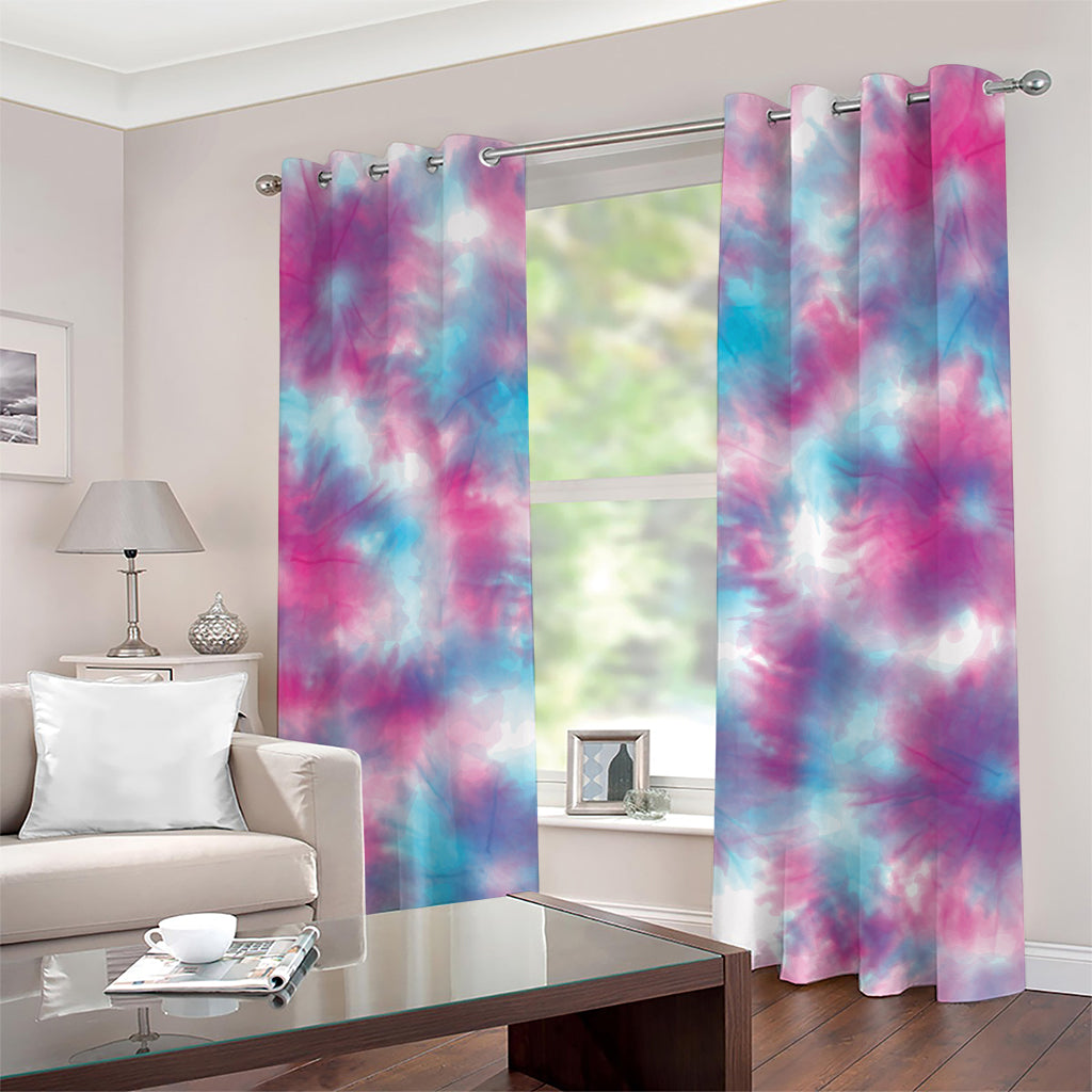 Blue And Purple Shibori Tie Dye Print Grommet Curtains