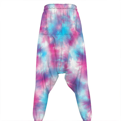 Blue And Purple Shibori Tie Dye Print Hammer Pants