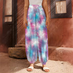 Blue And Purple Shibori Tie Dye Print Harem Pants