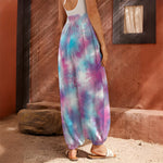 Blue And Purple Shibori Tie Dye Print Harem Pants