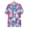 Blue And Purple Shibori Tie Dye Print Hawaiian Shirt