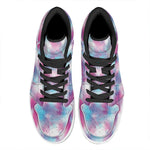 Blue And Purple Shibori Tie Dye Print High Top Leather Sneakers
