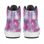 Blue And Purple Shibori Tie Dye Print High Top Leather Sneakers