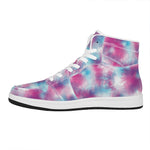 Blue And Purple Shibori Tie Dye Print High Top Leather Sneakers