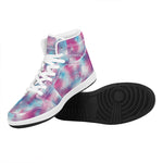 Blue And Purple Shibori Tie Dye Print High Top Leather Sneakers