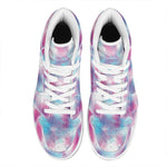 Blue And Purple Shibori Tie Dye Print High Top Leather Sneakers