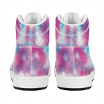 Blue And Purple Shibori Tie Dye Print High Top Leather Sneakers