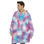Blue And Purple Shibori Tie Dye Print Hoodie Blanket