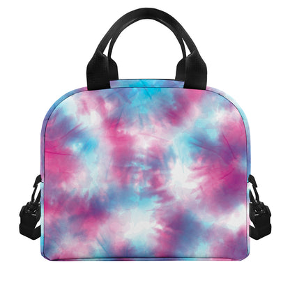 Blue And Purple Shibori Tie Dye Print Insulated Lunch Bag