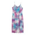 Blue And Purple Shibori Tie Dye Print Jersey Midi Cami Dress