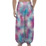 Blue And Purple Shibori Tie Dye Print Lantern Pants