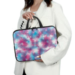 Blue And Purple Shibori Tie Dye Print Laptop Sleeve With Handle