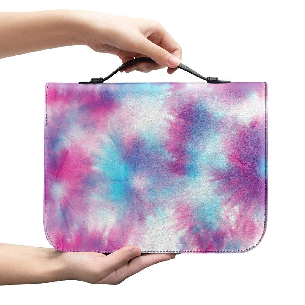 Blue And Purple Shibori Tie Dye Print Leather Bible Cover