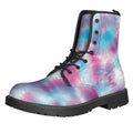 Blue And Purple Shibori Tie Dye Print Lace-Up Boots