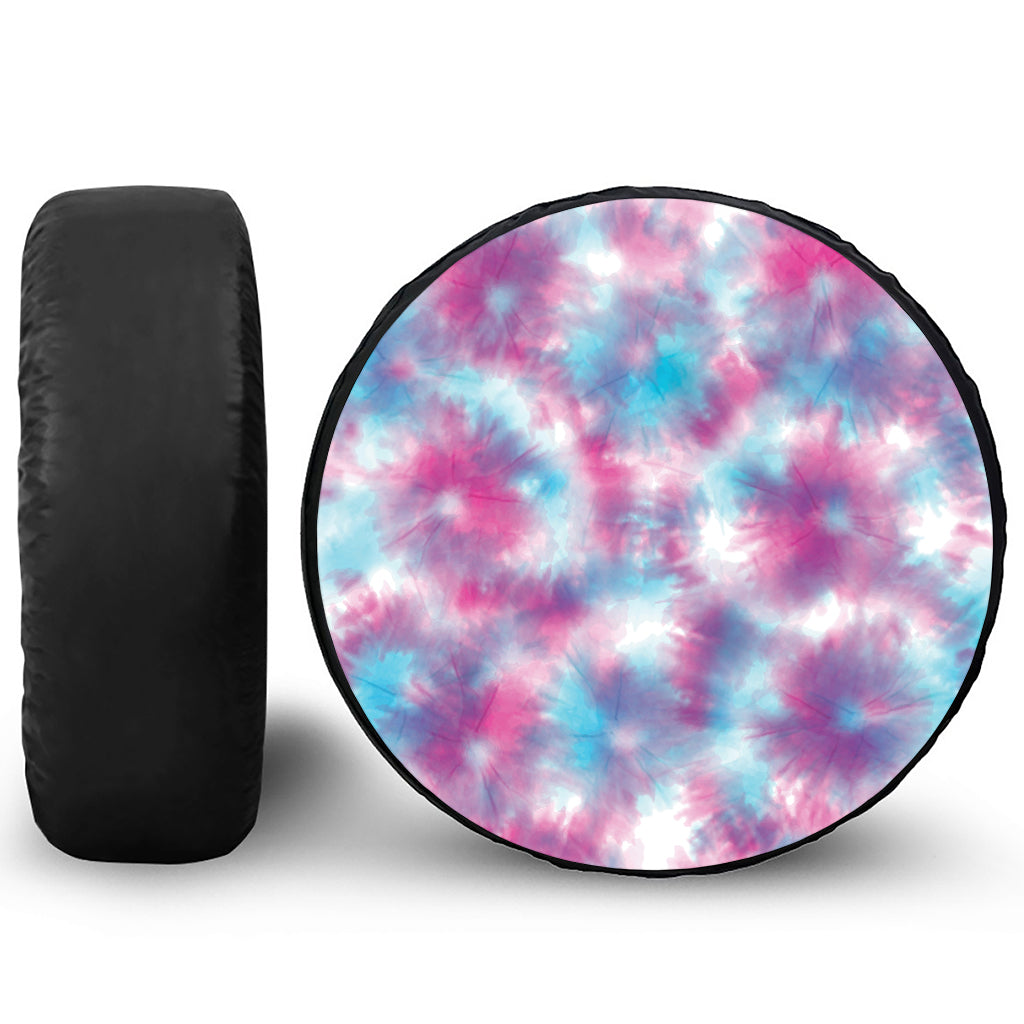 Blue And Purple Shibori Tie Dye Print Leather Spare Tire Cover