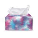 Blue And Purple Shibori Tie Dye Print Leather Tissue Box Cover